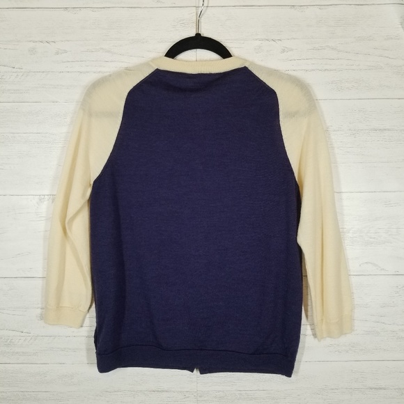 Fossil Cream & Navy Button Front Cardigan Sz Large - Picture 2 of 5